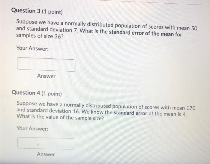 Solved Question 1 (1 point) Suppose we have a normally | Chegg.com