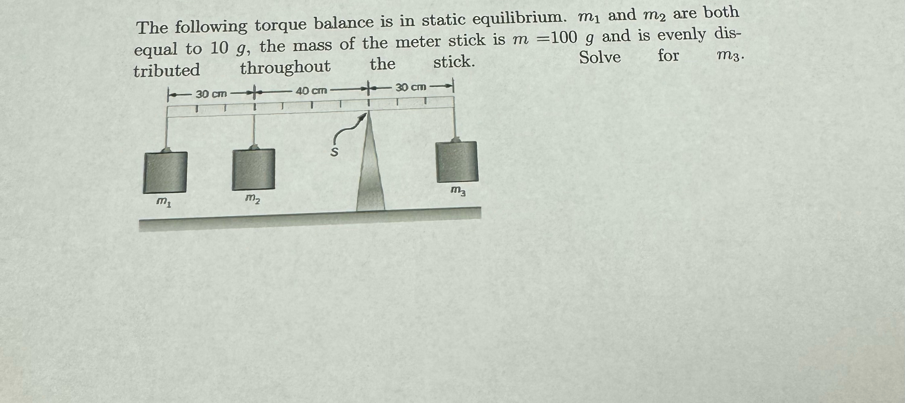 Solved The following torque balance is in static