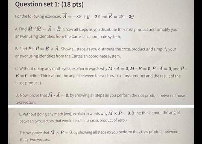 Solved Question Set 1 18 Pts For The Following Exercis Chegg Com