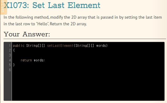 Solved In the following method modify the 2D array that is