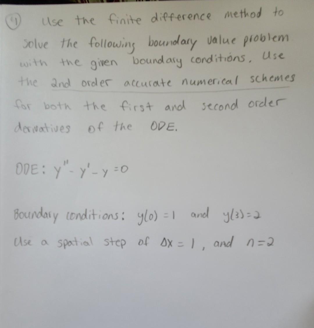 Solved Use the finite difference method to Solve the | Chegg.com