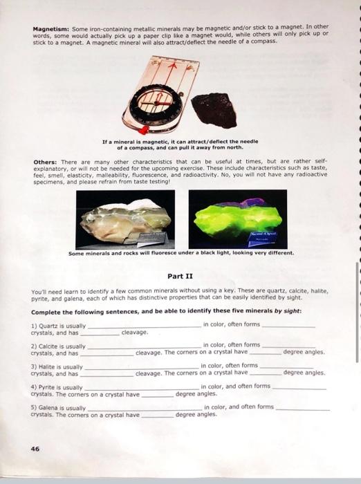 Solved Lab 9: Minerals And Mineral Identification In This | Chegg.com