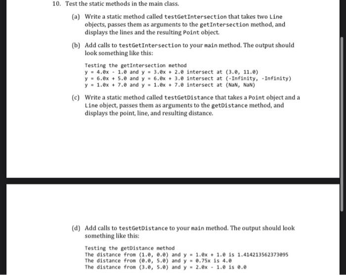 Solved 10. Test the static methods in the main class. (a) | Chegg.com