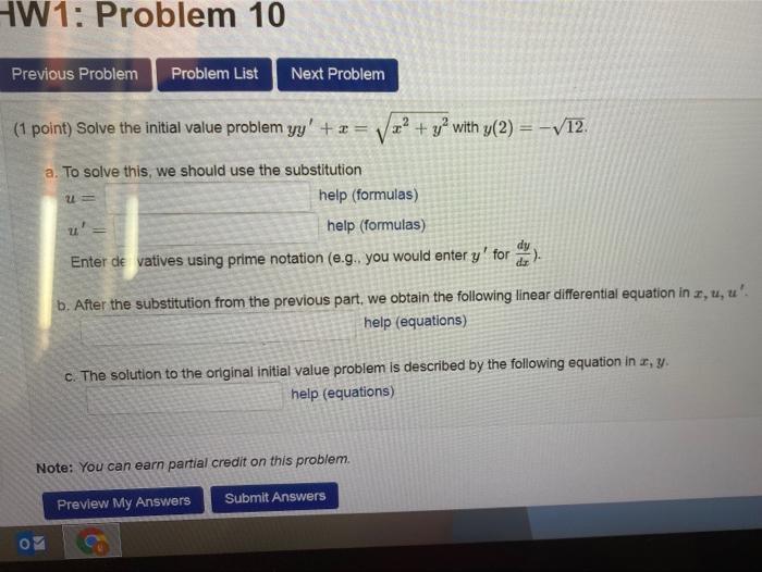 Solved HW1: Problem 10 Previous Problem Problem List Next | Chegg.com