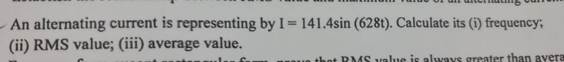 Solved An alternating current is representing by | Chegg.com