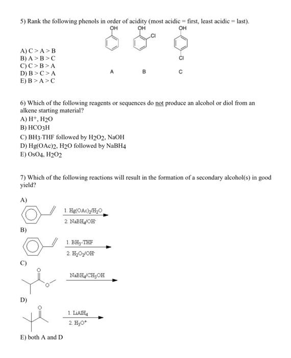 Solved 5) Rank the following phenols in order of acidity | Chegg.com