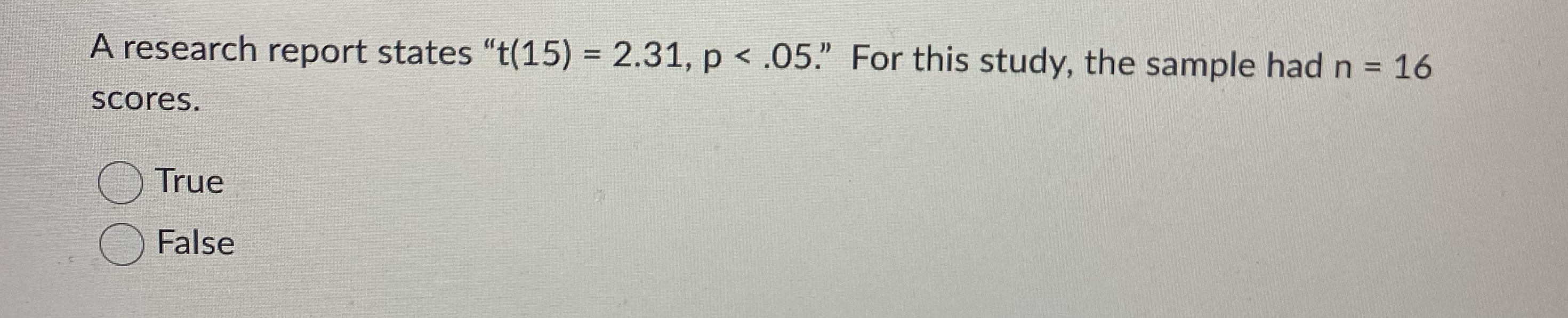 a research report states t(15)