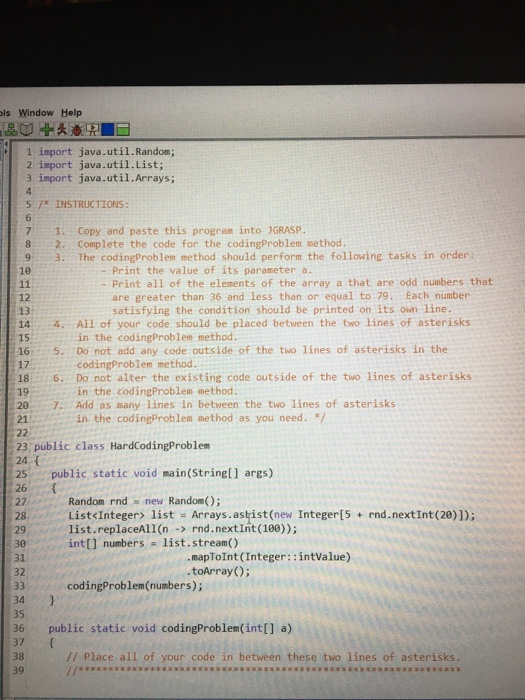 Solved ols Window Help 1 import java.util. Random; 2 import | Chegg.com