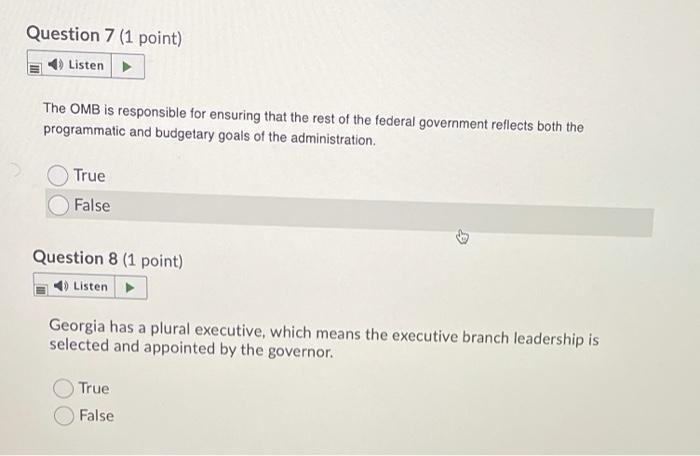 Solved Question 7 (1 point) Listen The OMB is responsible | Chegg.com