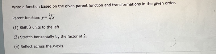 Solved Write a function based on the given parent function | Chegg.com