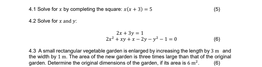 Solved 4.1 ﻿Solve for x ﻿by completing the square: | Chegg.com