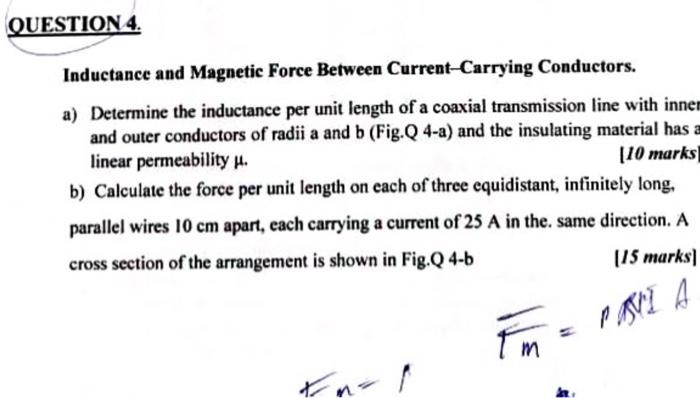 Solved QUESTION 4. Inductance and Magnetic Force Between | Chegg.com