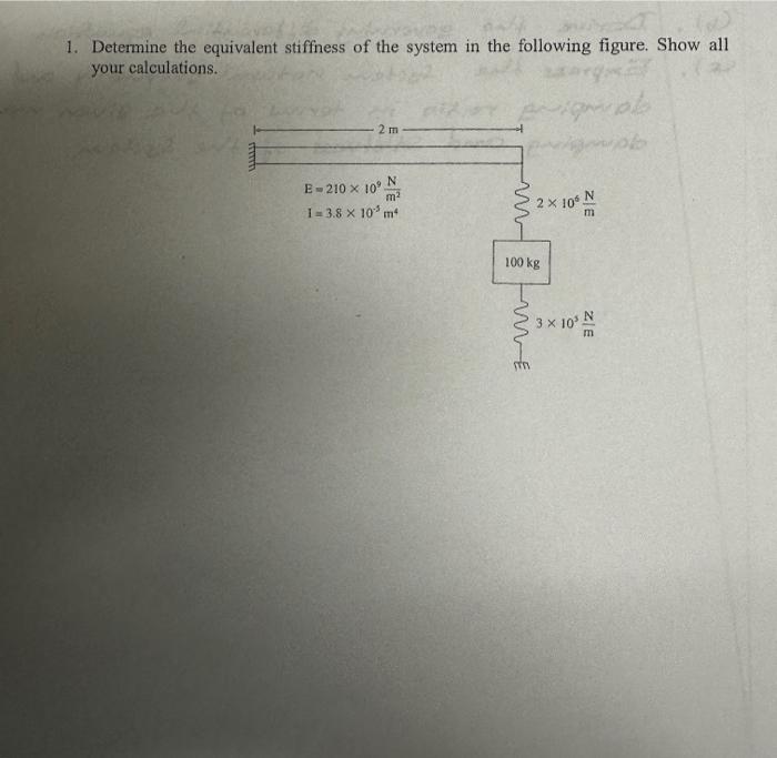 Solved 1. Determine The Equivalent Stiffness Of The System | Chegg.com