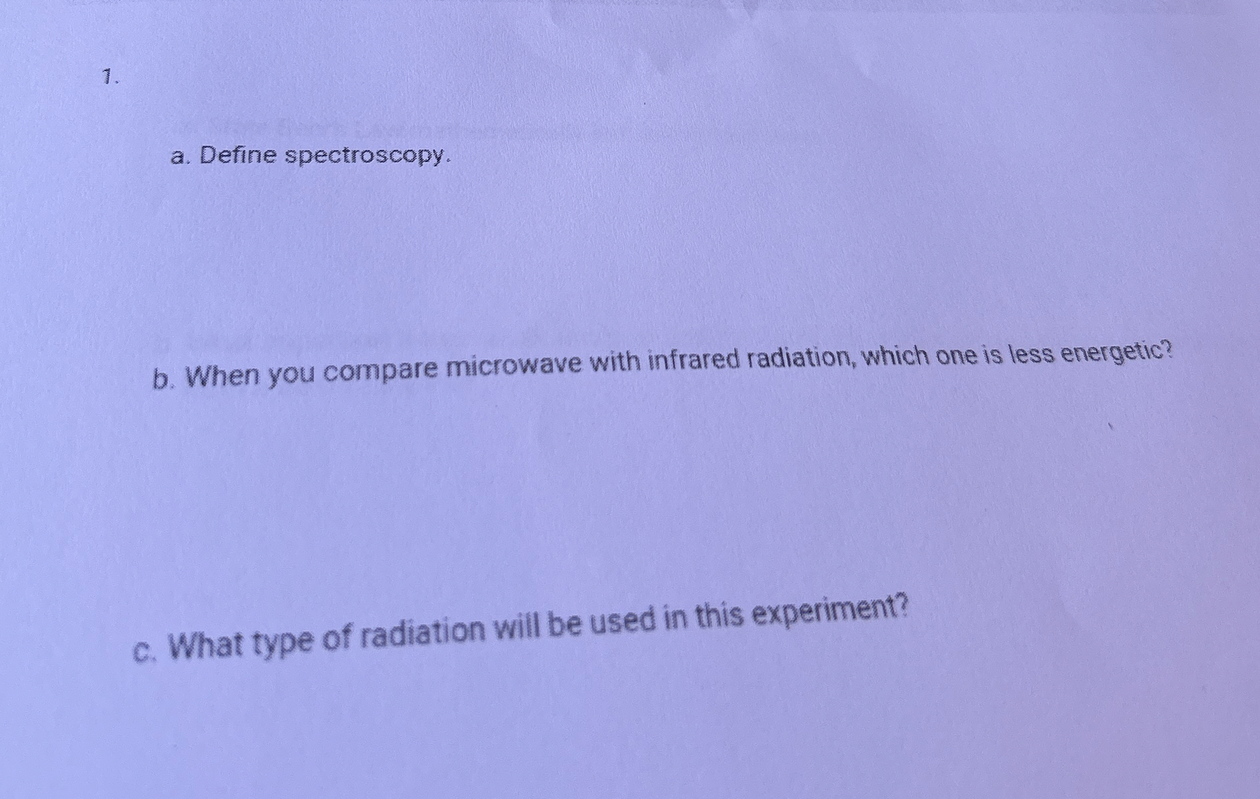 Solved mass oa. ﻿Define spectroscopy.b. ﻿When you compare