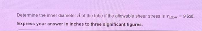 Solved A steel tube having an outer diameter of 2.5 in is | Chegg.com