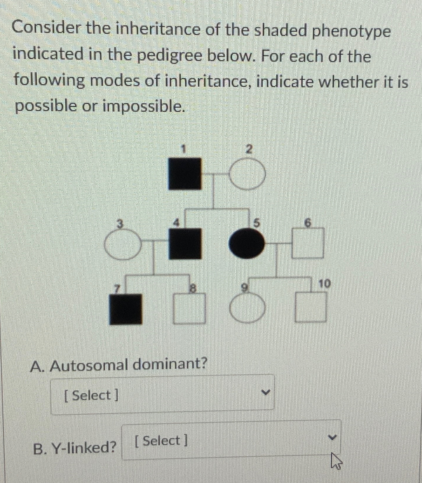 Solved Consider the inheritance of the shaded phenotype | Chegg.com