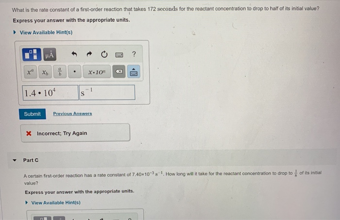 Solved What is the rate constant of a first-order reaction | Chegg.com