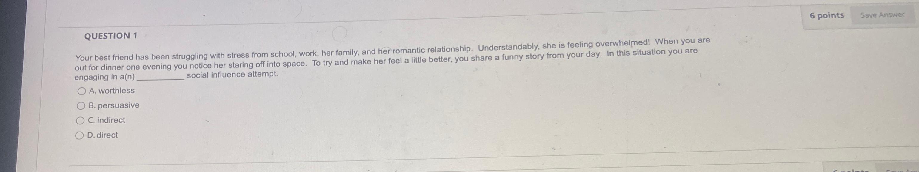 Solved QUESTION 1Your best friend has been struggling with | Chegg.com
