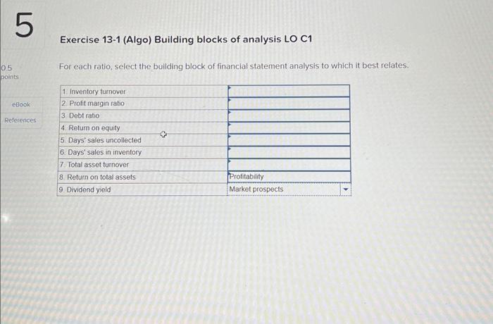 Solved Exercise 13-1 (Algo) Building blocks of analysis LO | Chegg.com