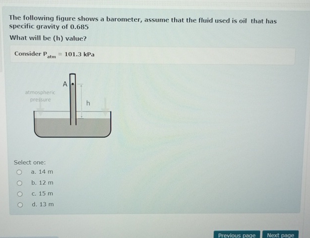 Solved The following figure shows a barometer, assume that | Chegg.com