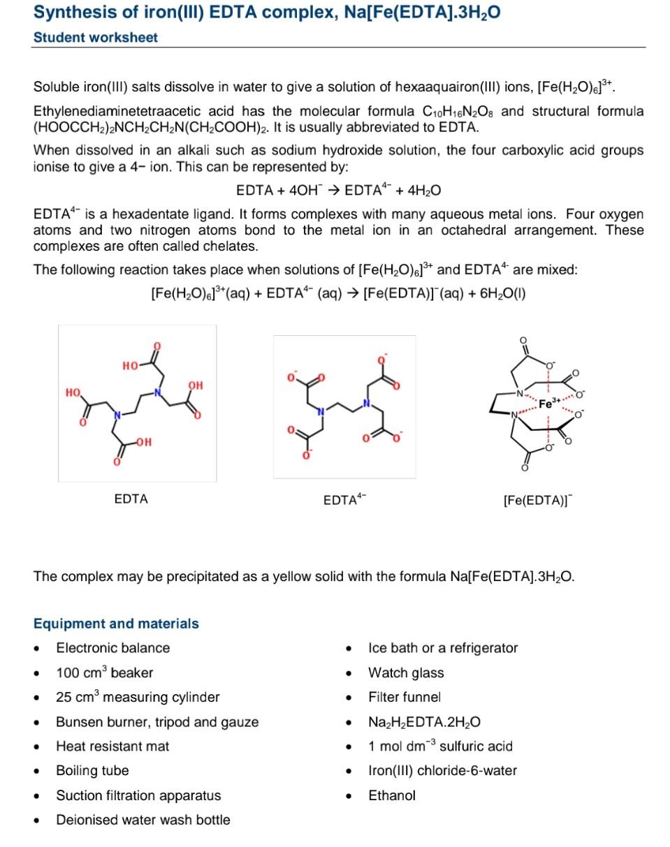 Solved Soluble iron(III) salts dissolve in water to give a