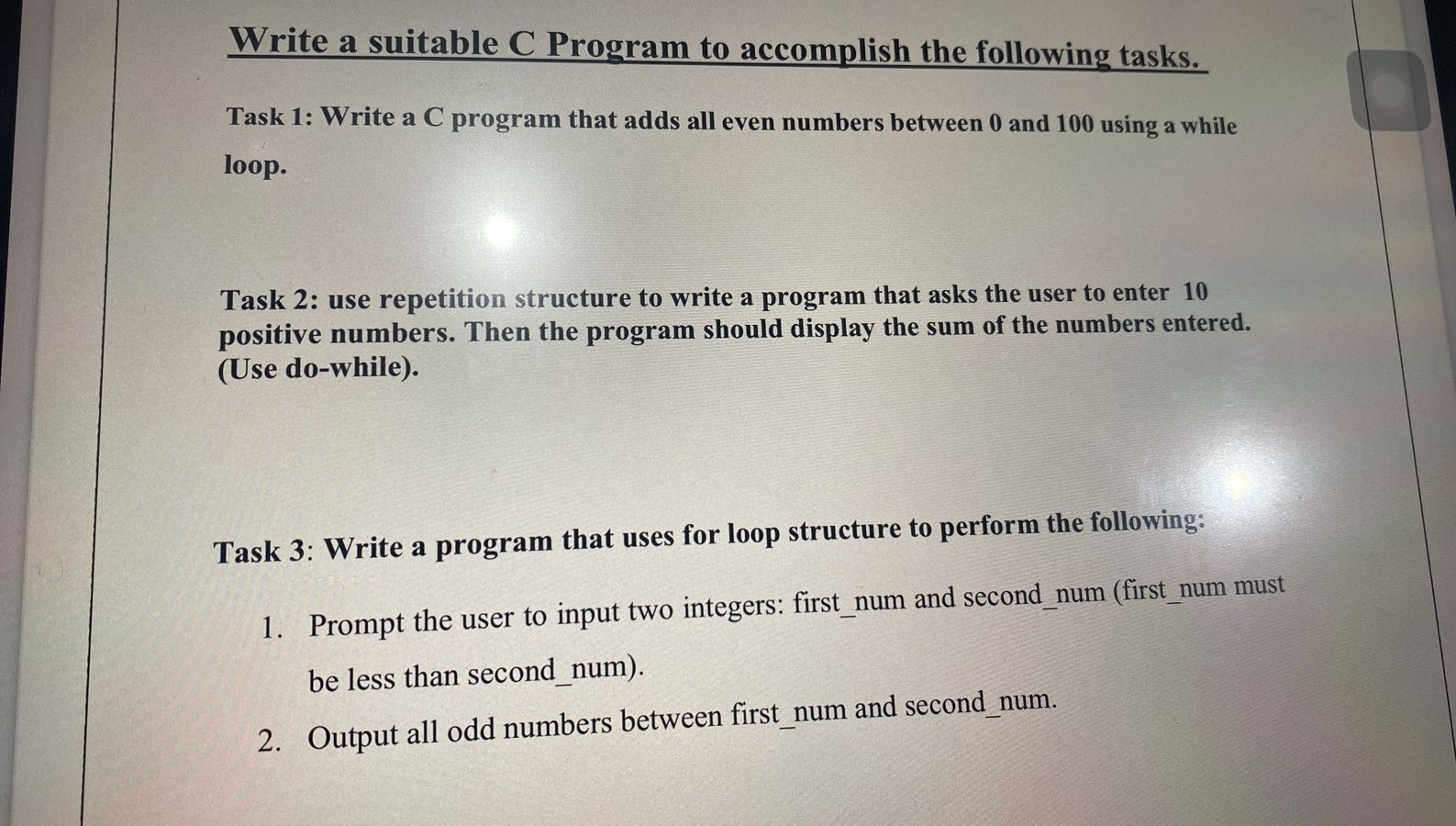 Write a suitable C Program to accomplish the | Chegg.com