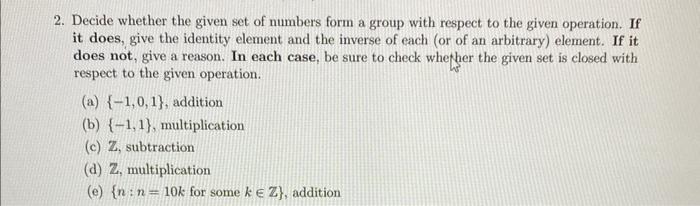Solved 2. Decide whether the given set of numbers form a | Chegg.com