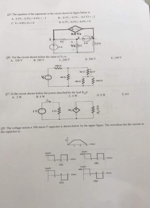 Solved Q5: The equation of the supernode in the circuit | Chegg.com