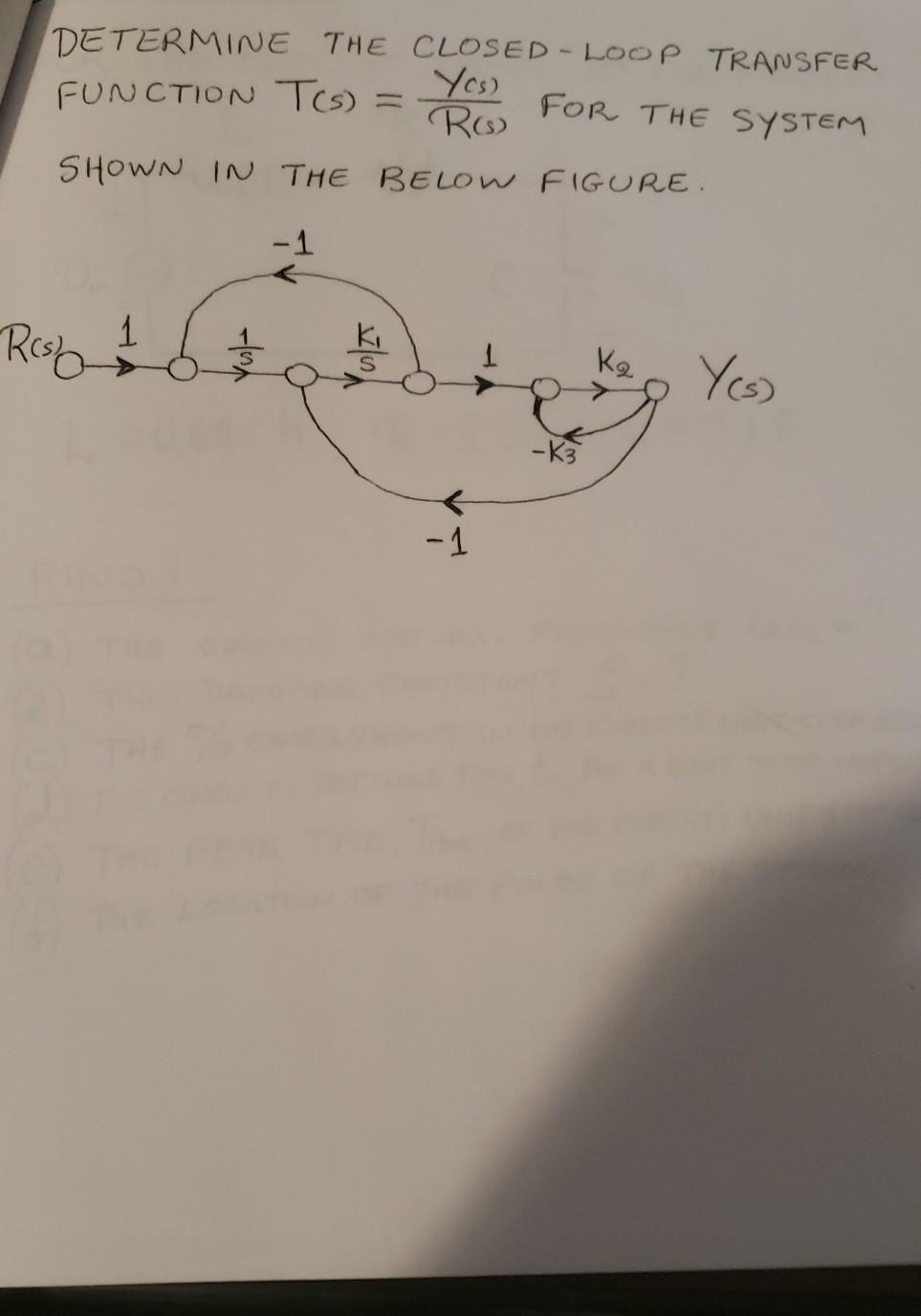 Solved DETERMINE THE CLOSED - LOOP TRANSFER Yes) FUNCTION | Chegg.com