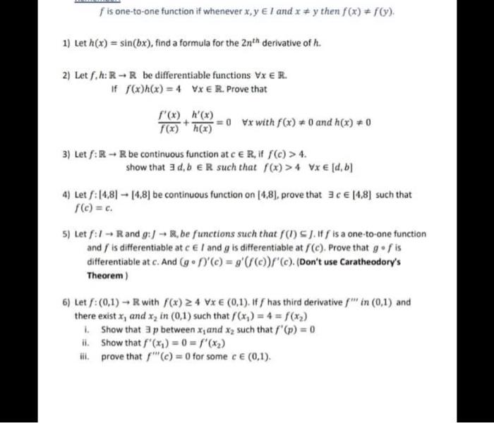 Solved F Is One To One Function If Whenever X Y El And X Chegg Com