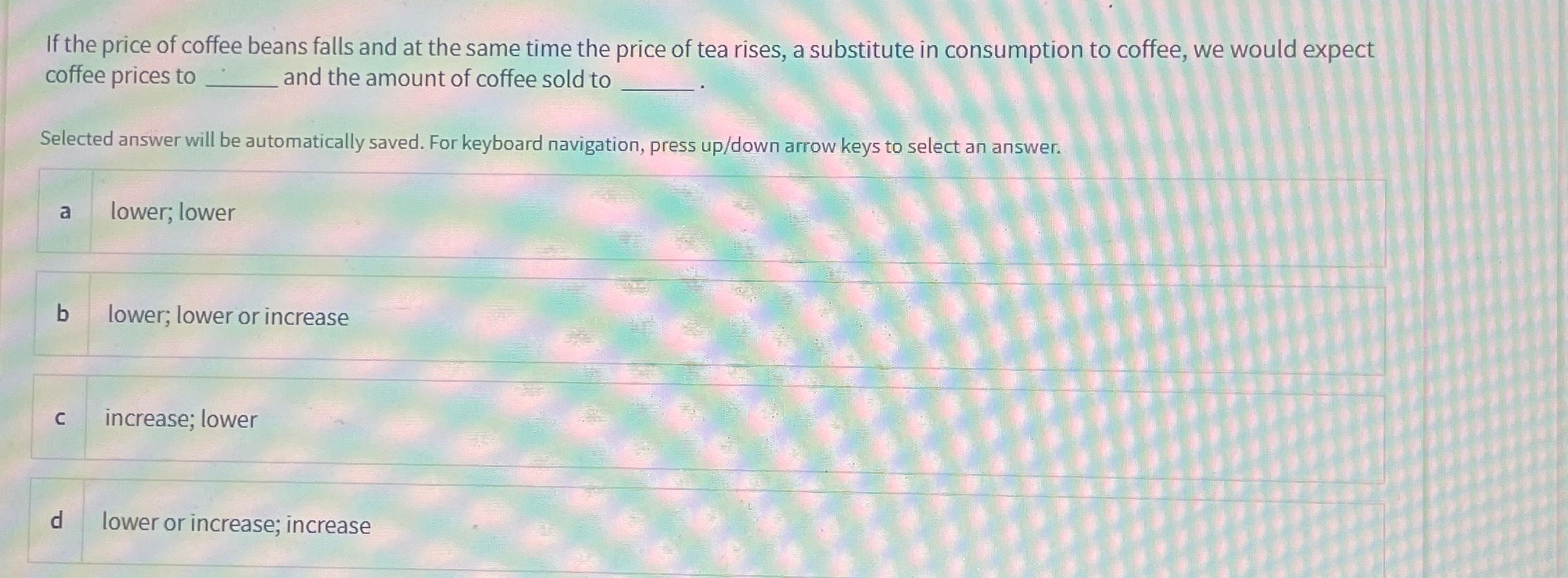 Solved If the price of coffee beans falls and at the same