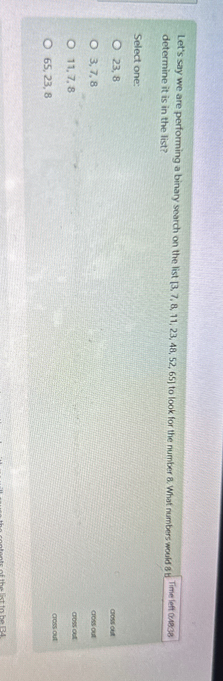 Solved Let's say we are performing a binary search on the | Chegg.com