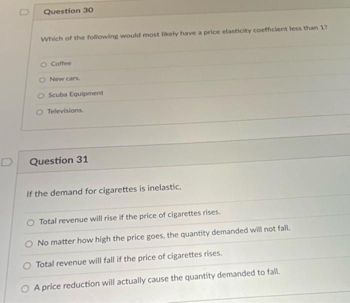 Solved Which of the following would most likely have a price | Chegg.com