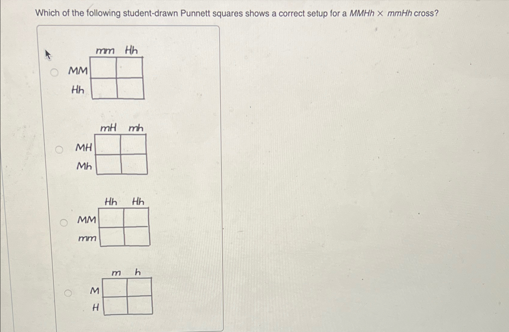 Solved Which of the following student-drawn Punnett squares | Chegg.com