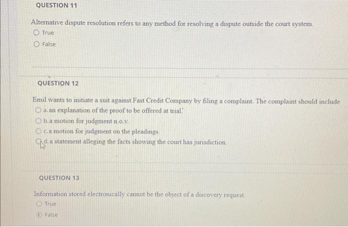 Solved Alternative Dispute Resolution Refers To Any Method | Chegg.com