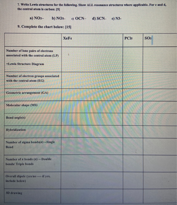 Solved 7. Write Lewis structures for the following. Show ALL | Chegg.com