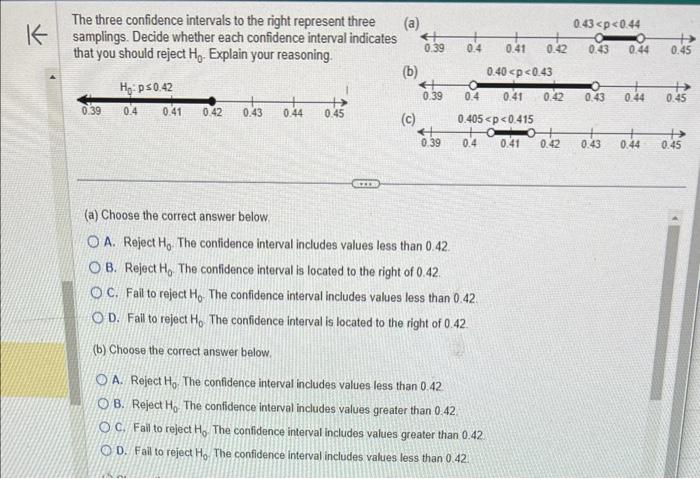 Solved The three confidence intervals to the right represent | Chegg.com