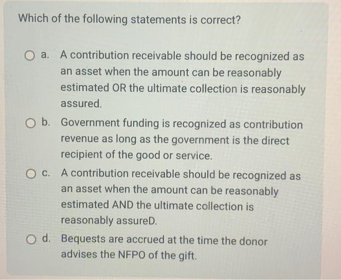 Solved Which of the following statements is correct? a. A | Chegg.com