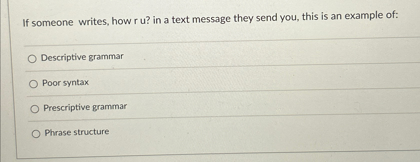 Solved If someone writes, how ru ? ﻿in a text message they | Chegg.com
