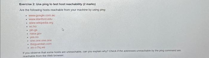 Exercise 2: Use ping to test host reachability (2 | Chegg.com