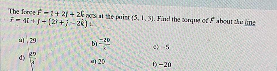 Solved The Force F I 2ſ 2k Acts At The Point 5 1 Chegg Com