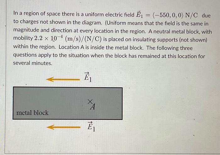 Solved In a region of space there is a uniform electric | Chegg.com