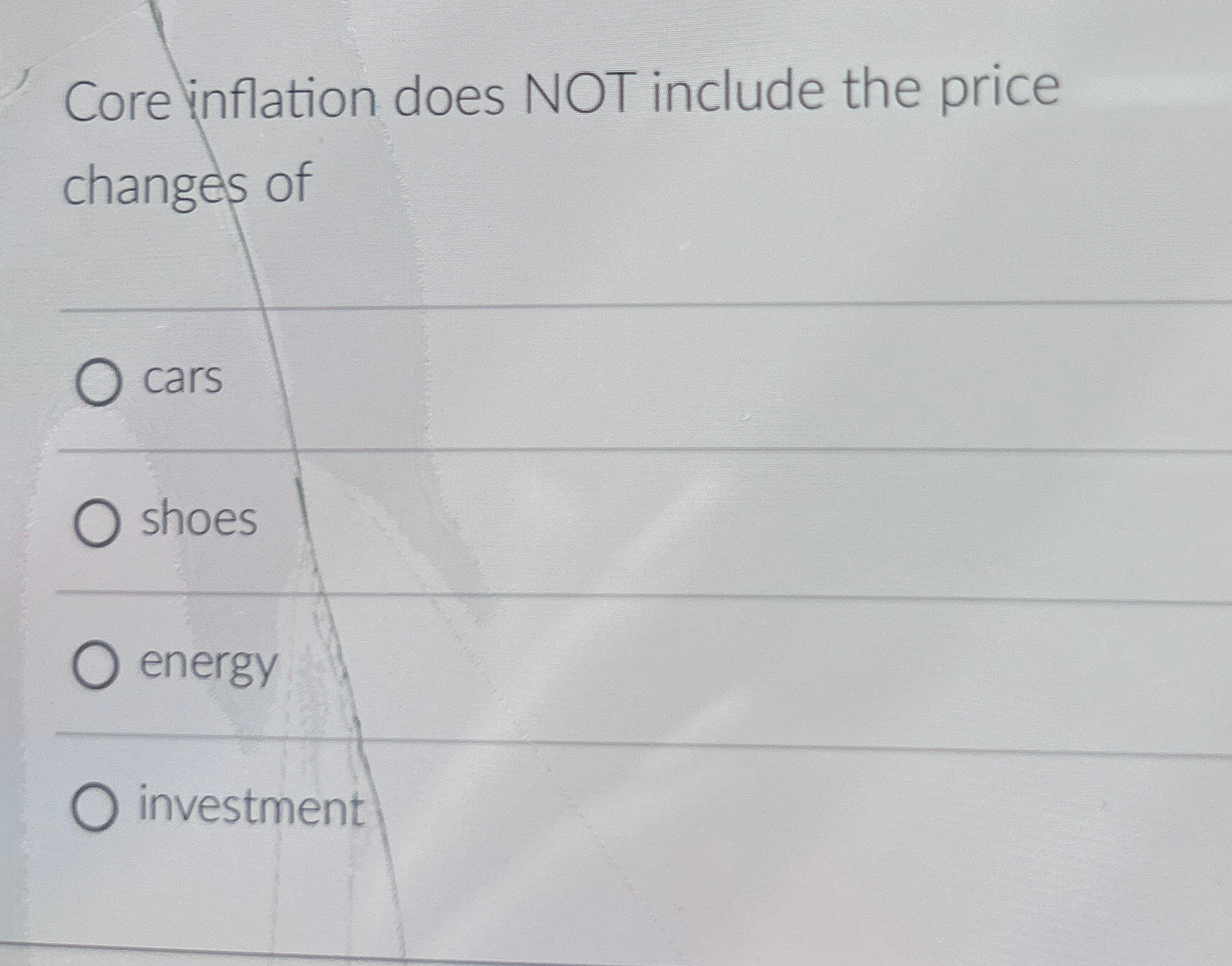 Solved Core inflation does NOT include the price changes of | Chegg.com