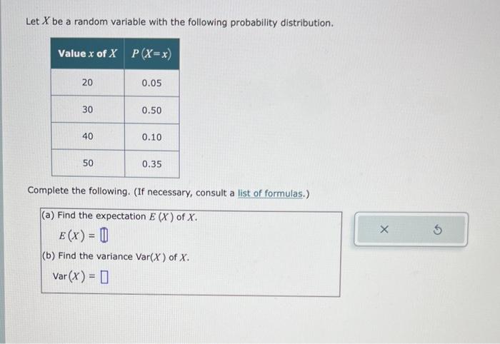 Solved Let X be a random variable with the following | Chegg.com