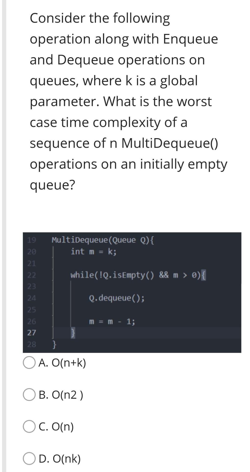 Solved Consider The Following Operation Along With Enqueue | Chegg.com