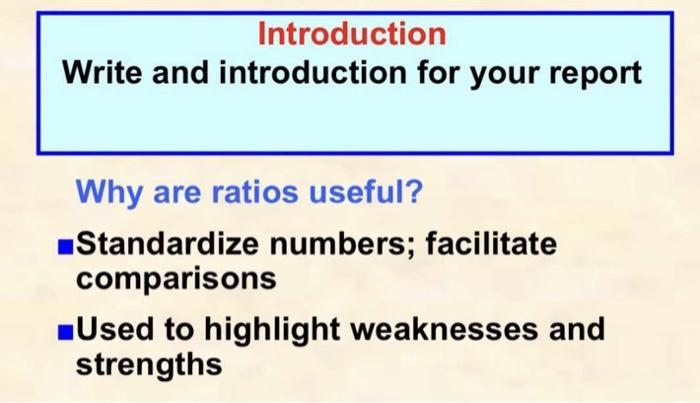 Introduction Write and introduction for your report | Chegg.com