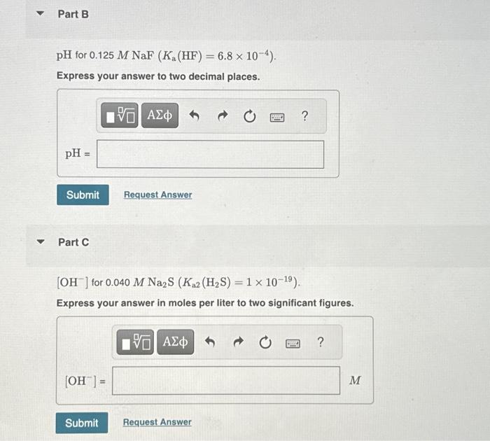 Solved Calculate [OH−]and pH for each of the following | Chegg.com