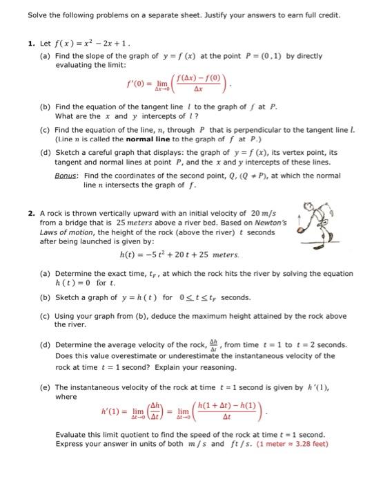Solved Solve the following problems on a separate sheet. | Chegg.com