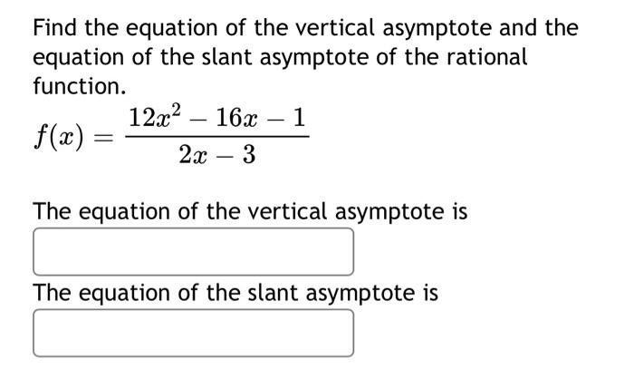 how to find the equation of a vertical asymptote