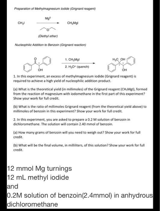 Solved Preparation of Methylmagnesium iodide (Grignard